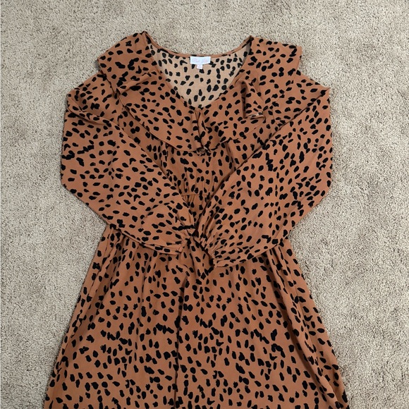 Leopard Print Long Sleeve Dress - Picture 1 of 5